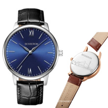 BESSERON 2020 new arrive odm oem logo watches japan movt quartz watch blue face reflected men hand watch